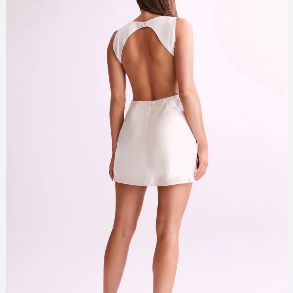 Meshki ivory Electra a-line Mini Dress with Cut-Out Design - Picture 3 of 8